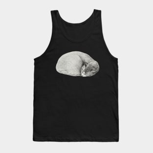 Rolled up lying, sleeping cat by Jean Bernard Tank Top